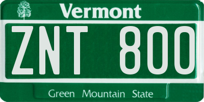 VT license plate ZNT800