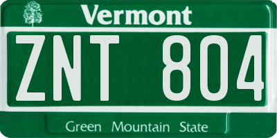 VT license plate ZNT804