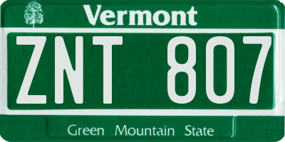 VT license plate ZNT807