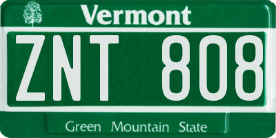 VT license plate ZNT808