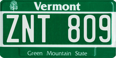 VT license plate ZNT809