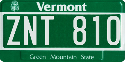 VT license plate ZNT810