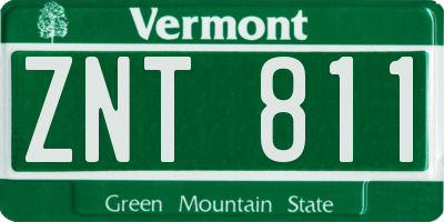 VT license plate ZNT811