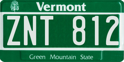 VT license plate ZNT812