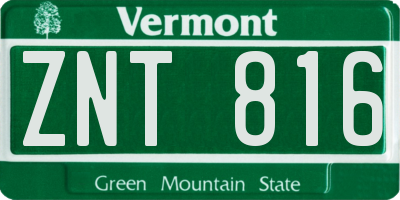 VT license plate ZNT816