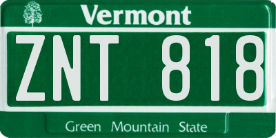VT license plate ZNT818