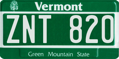 VT license plate ZNT820