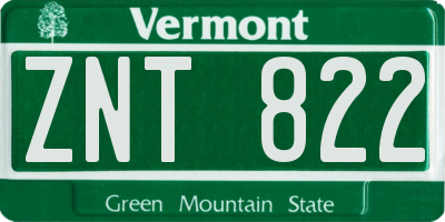 VT license plate ZNT822