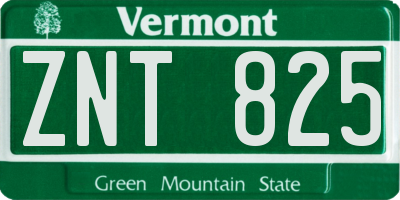VT license plate ZNT825