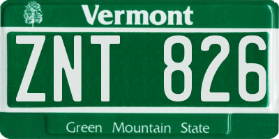 VT license plate ZNT826