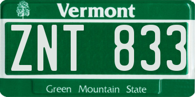 VT license plate ZNT833