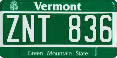VT license plate ZNT836