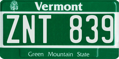 VT license plate ZNT839