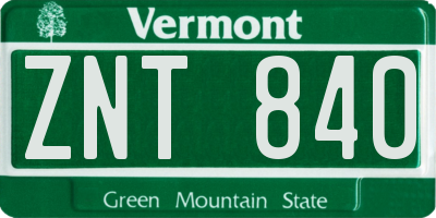 VT license plate ZNT840