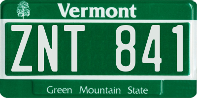 VT license plate ZNT841