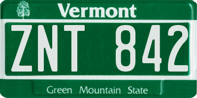 VT license plate ZNT842