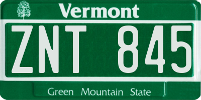 VT license plate ZNT845