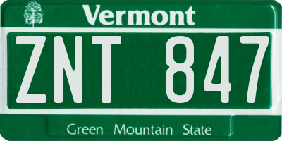 VT license plate ZNT847