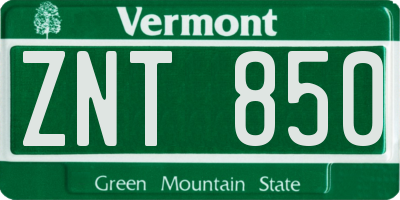 VT license plate ZNT850