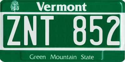 VT license plate ZNT852
