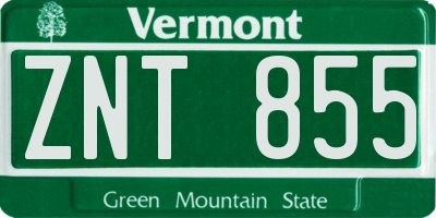 VT license plate ZNT855