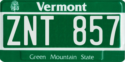 VT license plate ZNT857
