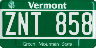 VT license plate ZNT858