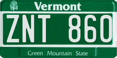 VT license plate ZNT860