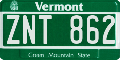 VT license plate ZNT862