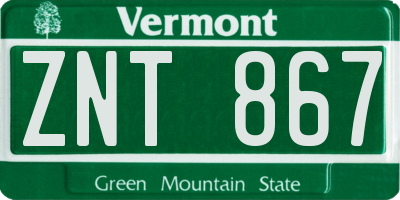 VT license plate ZNT867