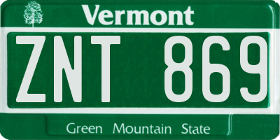 VT license plate ZNT869