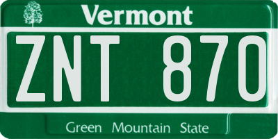 VT license plate ZNT870