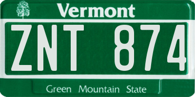 VT license plate ZNT874