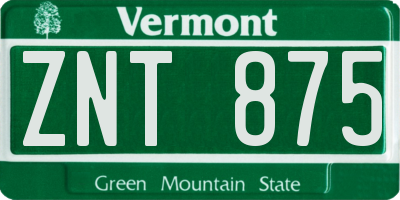 VT license plate ZNT875