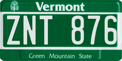 VT license plate ZNT876