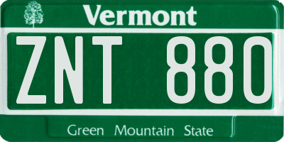 VT license plate ZNT880