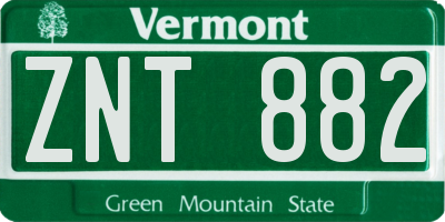 VT license plate ZNT882