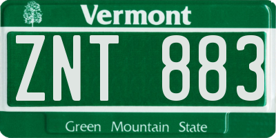VT license plate ZNT883