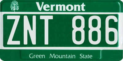 VT license plate ZNT886