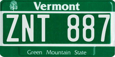 VT license plate ZNT887