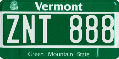 VT license plate ZNT888