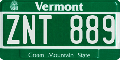 VT license plate ZNT889