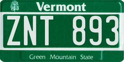 VT license plate ZNT893