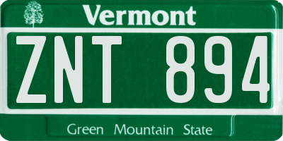 VT license plate ZNT894