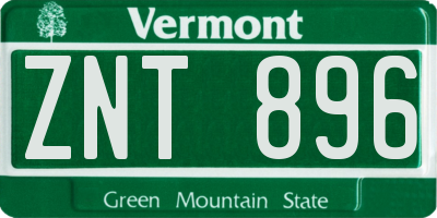 VT license plate ZNT896
