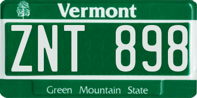 VT license plate ZNT898