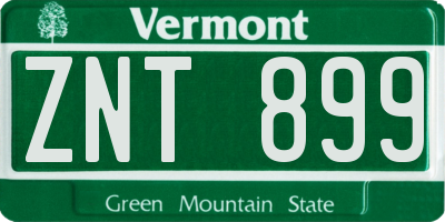 VT license plate ZNT899