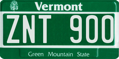 VT license plate ZNT900