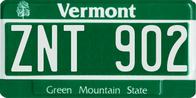 VT license plate ZNT902