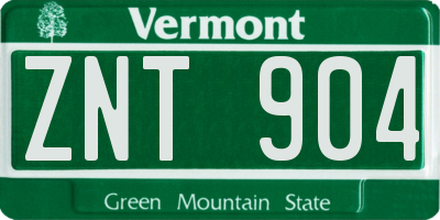 VT license plate ZNT904